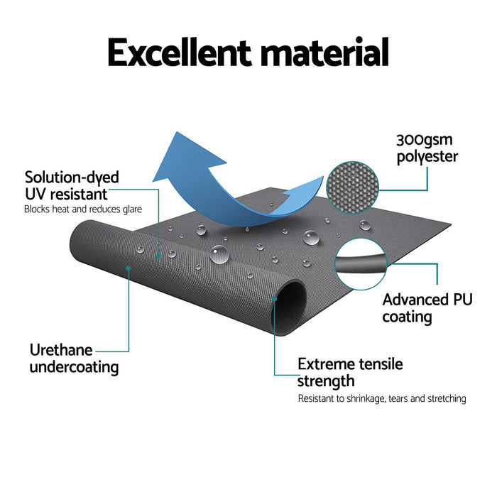 Instahut Retractable Folding Arm Awning Manual Sunshade 3.5M X 3M Grey