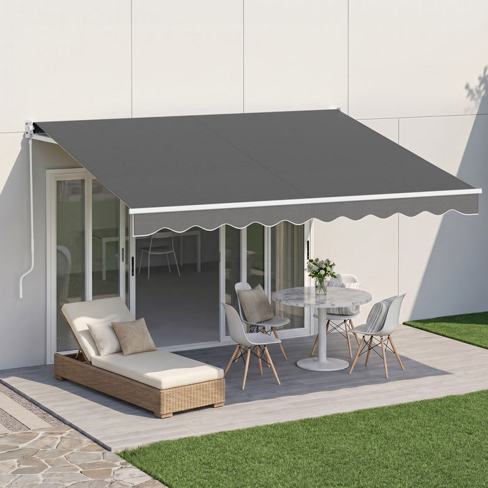 Instahut Retractable Folding Arm Awning Manual Sunshade 3.5M X 3M Grey