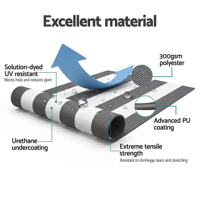 Instahut Retractable Folding Arm Awning Manual Sunshade 4.5Mx3M Grey White