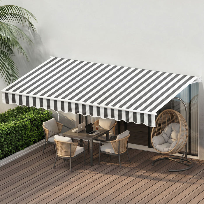 Instahut Retractable Folding Arm Awning Manual Sunshade 4.5Mx3M Grey White