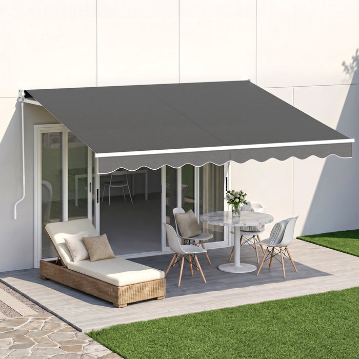 Instahut Retractable Folding Arm Awning Motorised Sunshade 3.5M X 3M Grey