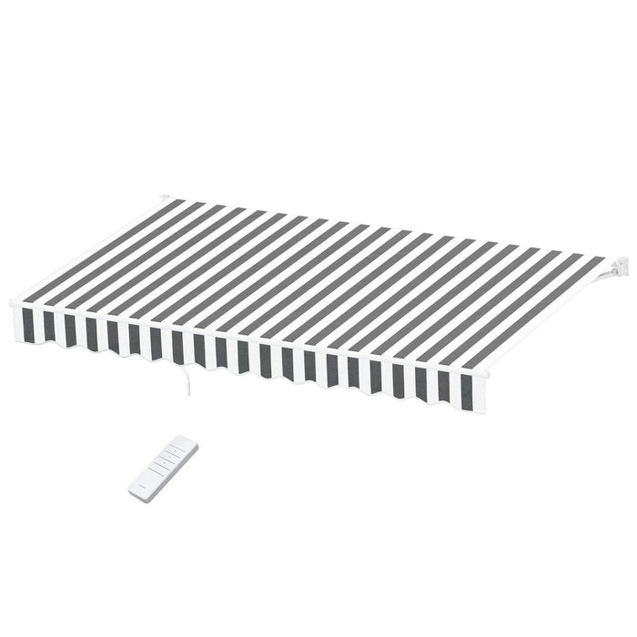 Instahut Retractable Folding Arm Awning Motorised Sunshade 4.5Mx3M Grey White
