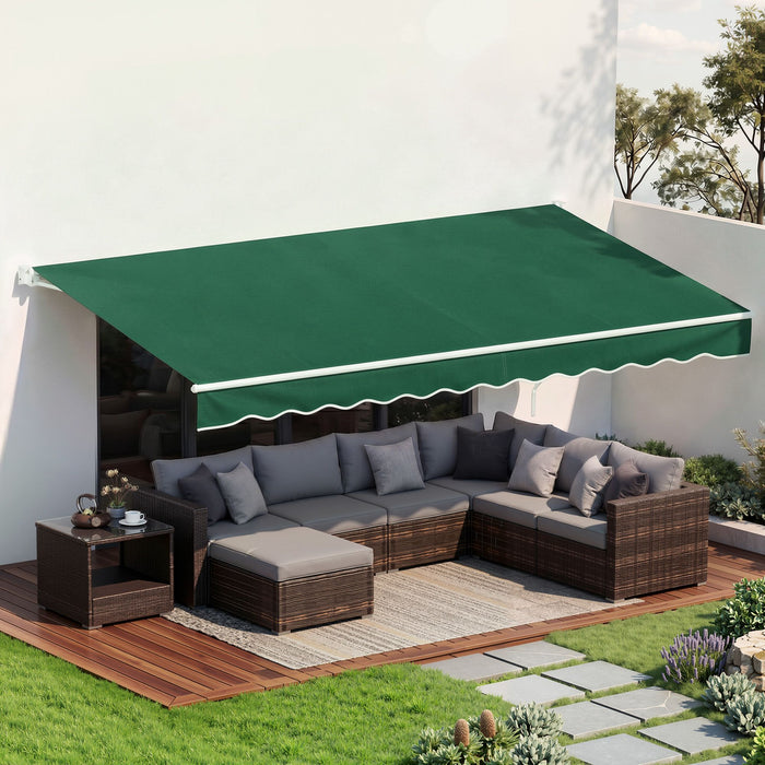 Instahut Retractable Folding Arm Awning Motorised Sunshade 5Mx3M Dark Green