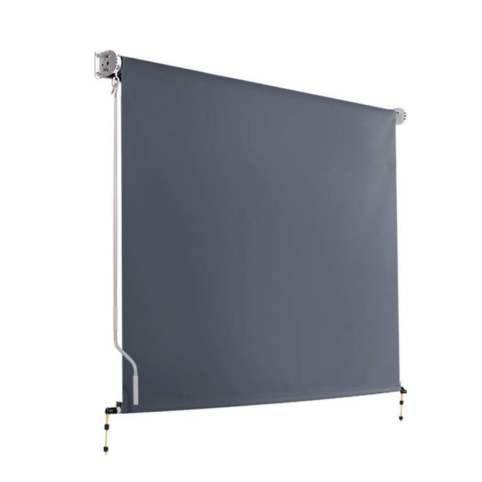 Instahut 2.4X2.5M Outdoor Blinds Awning Roll Down Canopy Retractable Outdoor Blinds Window Shade Grey
