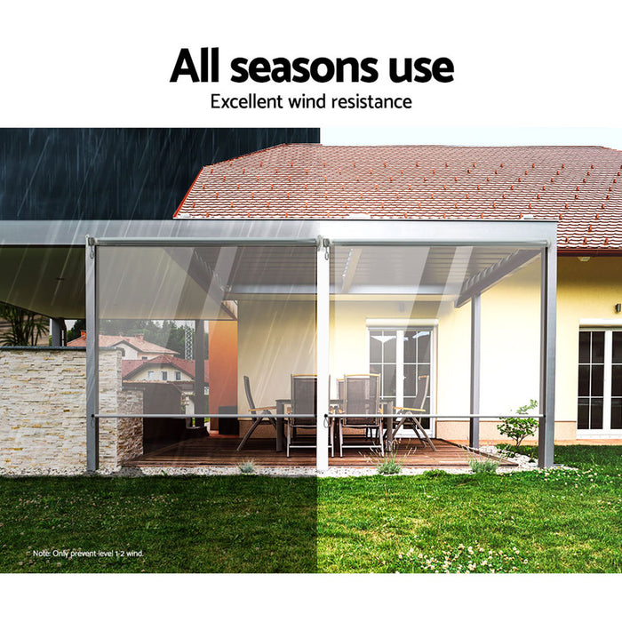 Instahut 1.3X2.4M Outdoor Blinds Clear Roll Down Awning Retractable Outdoor Blinds Water Wind Proof Transparent