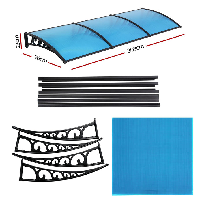 Instahut Window Door Awning 1mx3m Blue