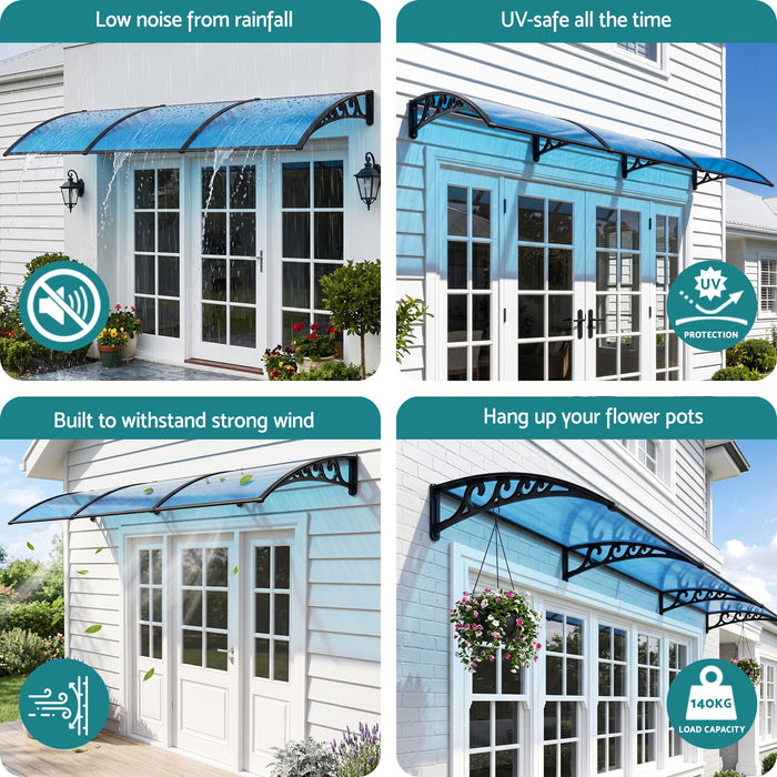Instahut Window Door Awning 1mx3m Blue