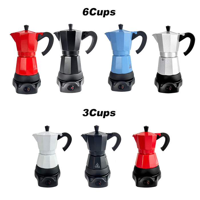Mornest Electric Aluminium Moka Coffee Maker Espresso Italian Classic auto power off Home 3/6Cups