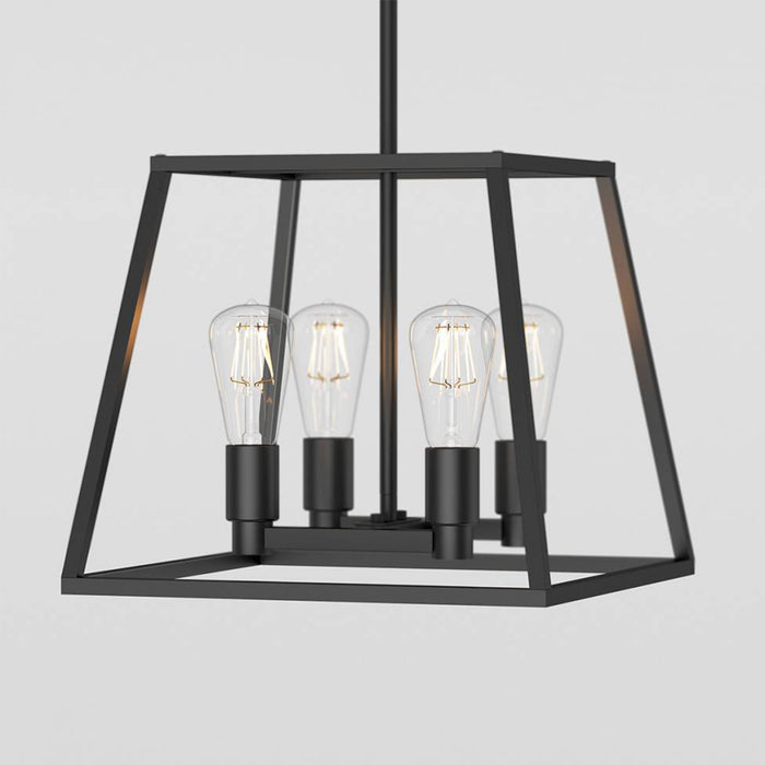 Artika Carter Square 4 Light Chandelier Matte black Vintage Adjustable Height