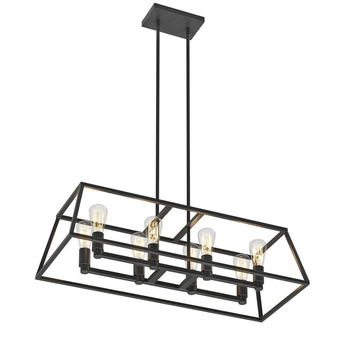 Artika Carter Long 8 Light Chandelier Adjustable Height Matte Black Finish