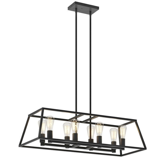 Artika Carter Long 8 Light Chandelier Adjustable Height Matte Black Finish