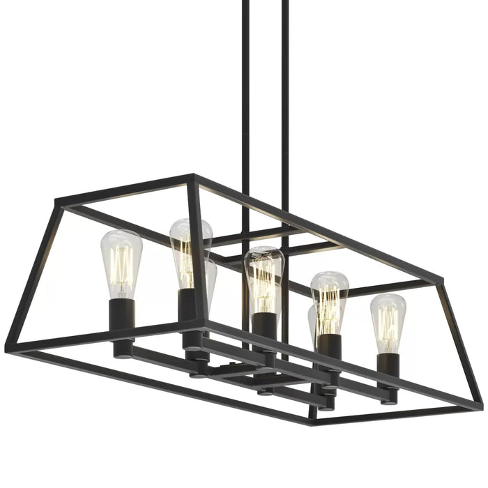 Artika Carter Long 8 Light Chandelier Adjustable Height Matte Black Finish