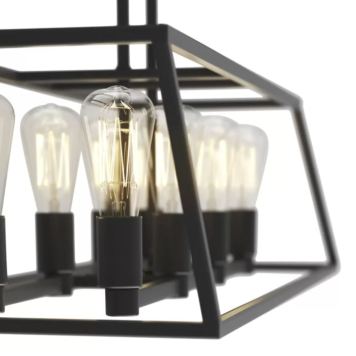 Artika Carter Long 8 Light Chandelier Adjustable Height Matte Black Finish