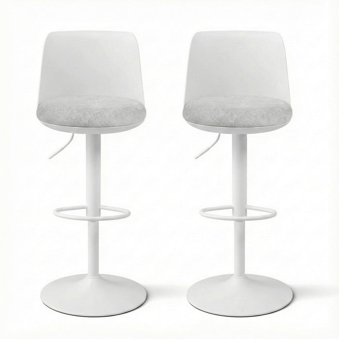 Artiss 2x Bar Stools Kitchen Swivel Gas Lift Counter Dining Chair Curved White