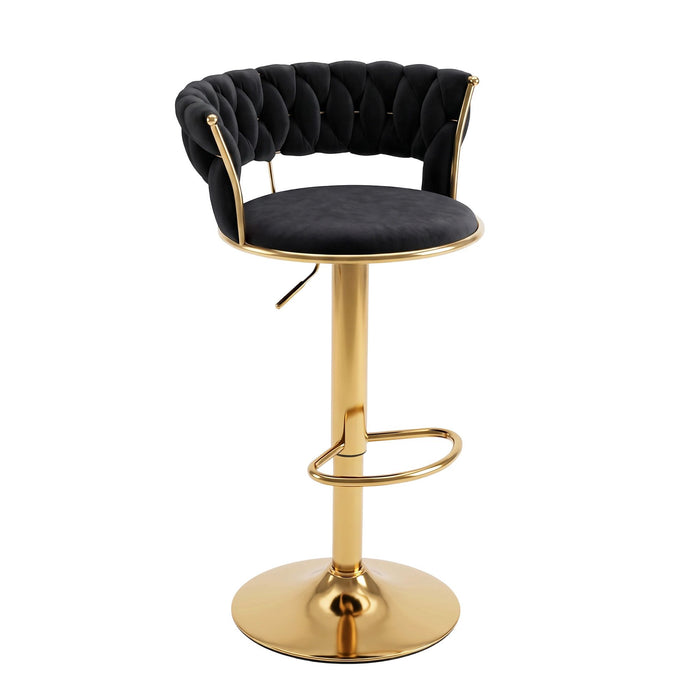 Artiss Bar Stool X1 Gas Lift Adjustable Velvet Woven Backrest Vivien Black