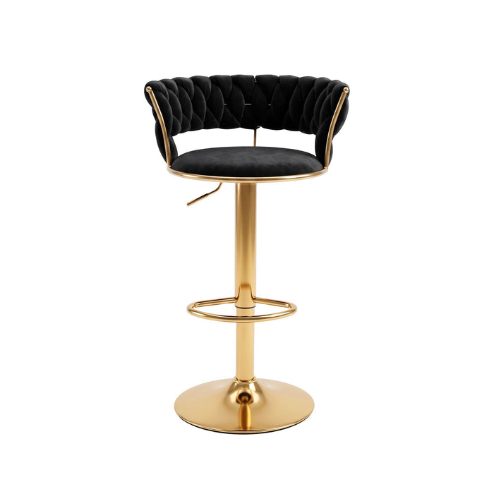 Artiss Bar Stool X1 Gas Lift Adjustable Velvet Woven Backrest Vivien Black