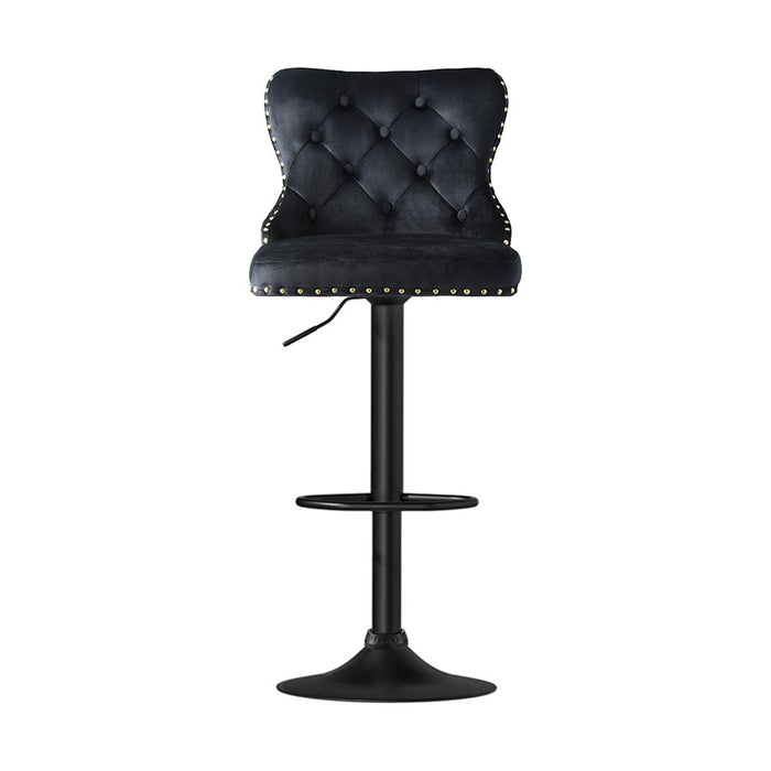 Artiss 1x Velvet Bar Stool Adjustable Height Nailhead Trim Kitchen Counter Stool