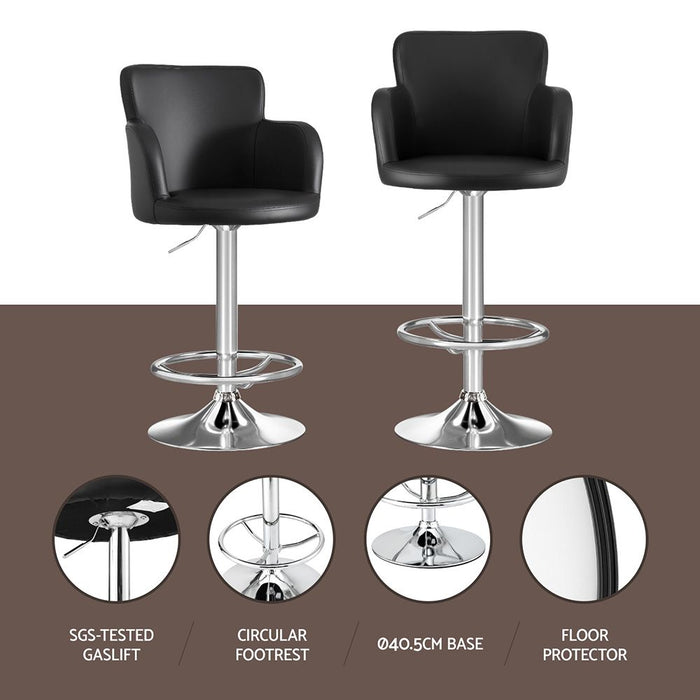 Artiss 3x Bar Stools Counter Chairs Swivel Adjustable Tub PU Leather Black