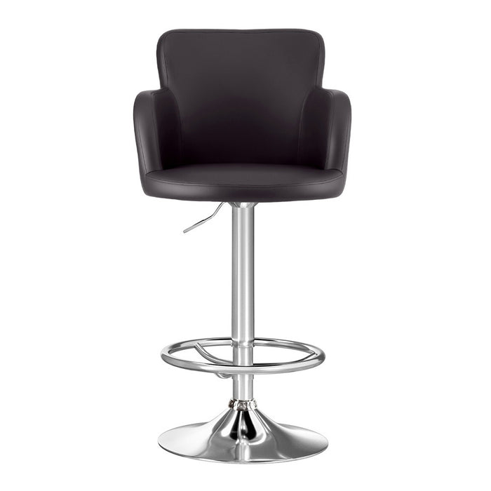 Artiss 1x Leather Bar Stools Swivel Adjustable Gas Lift PU Counter Chairs Brown