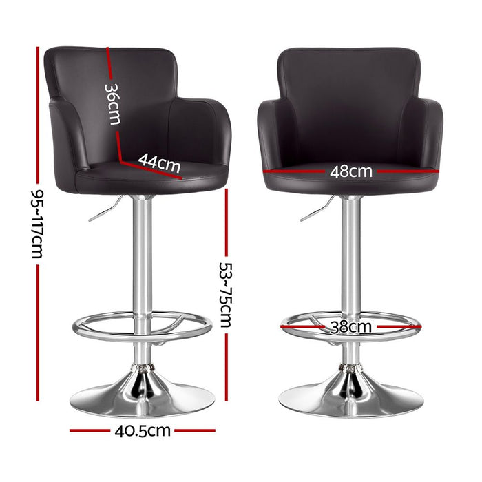 Artiss 3x Bar Stools Counter Chairs Swivel Adjustable Tub PU Leather Brown