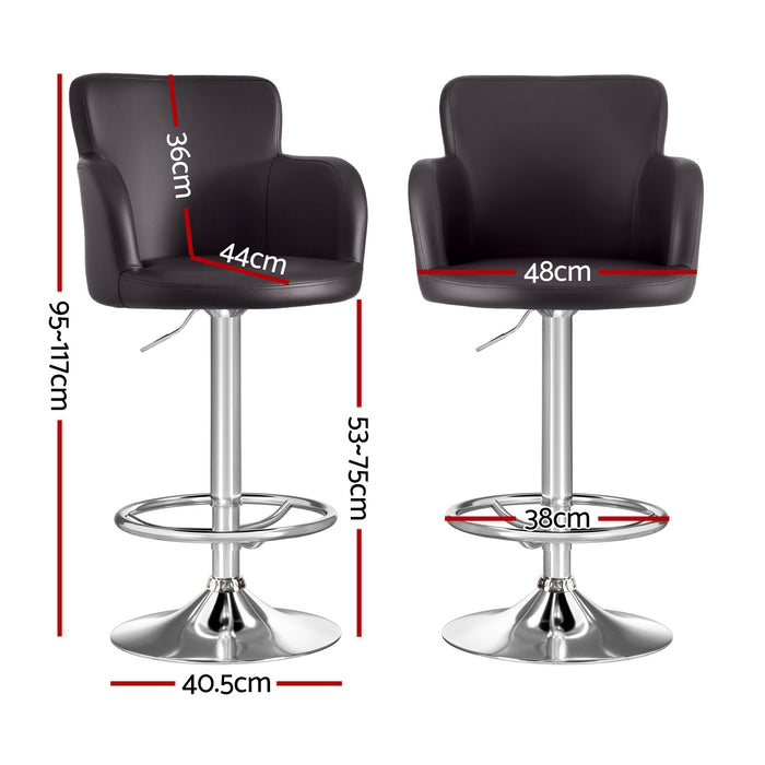 Artiss 4x Bar Stools Swivel Kitchen Chairs Gas Lift Adjustable PU Leather Brown