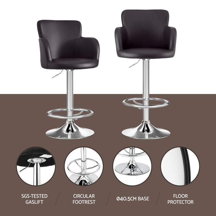 Artiss 4x Bar Stools Swivel Kitchen Chairs Gas Lift Adjustable PU Leather Brown