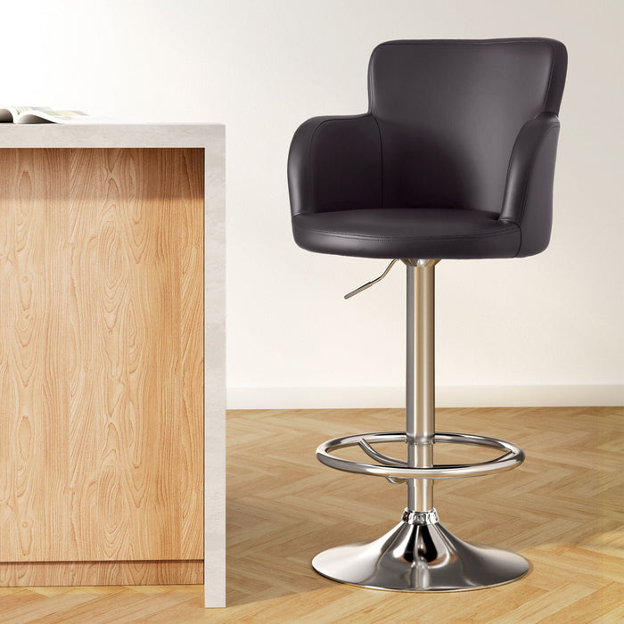 Artiss 4x Bar Stools Swivel Kitchen Chairs Gas Lift Adjustable PU Leather Brown