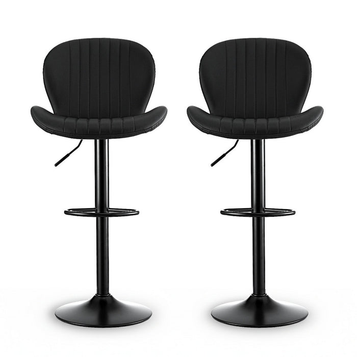 Artiss 2x Bar Stools Kitchen Swivel Gas Lift Counter Chair Shell Leather Black
