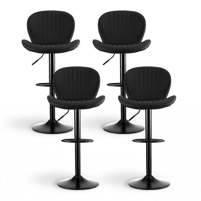 Artiss 4x Bar Stools Kitchen Swivel Gas Lift Counter Chair Shell Leather Black