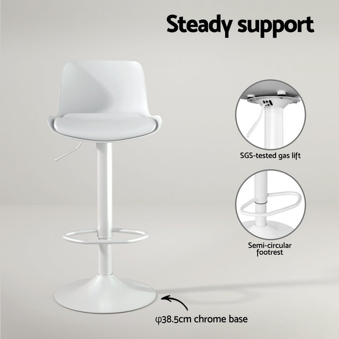 Artiss Bar Stools Kitchen Swivel Gas Lift Stool Leather Dining Chairs White x2