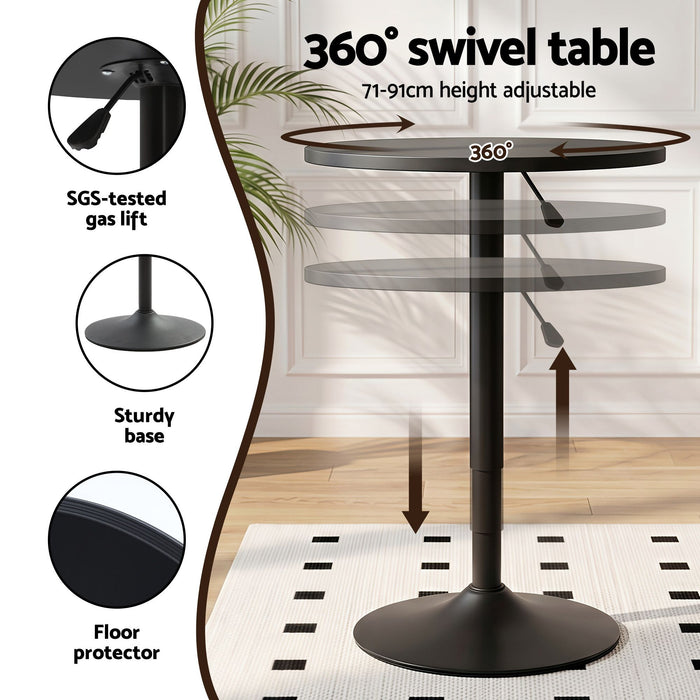 Artiss Bar Stools and Table Set 3PCS Dining Desk Kitchen Chairs Cafe Pub Black