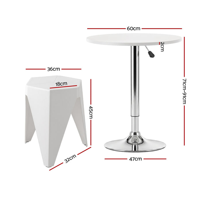 Artiss Bar Stools and Table Set 3PCS Dining Desk Kitchen Chairs Cafe Pub White