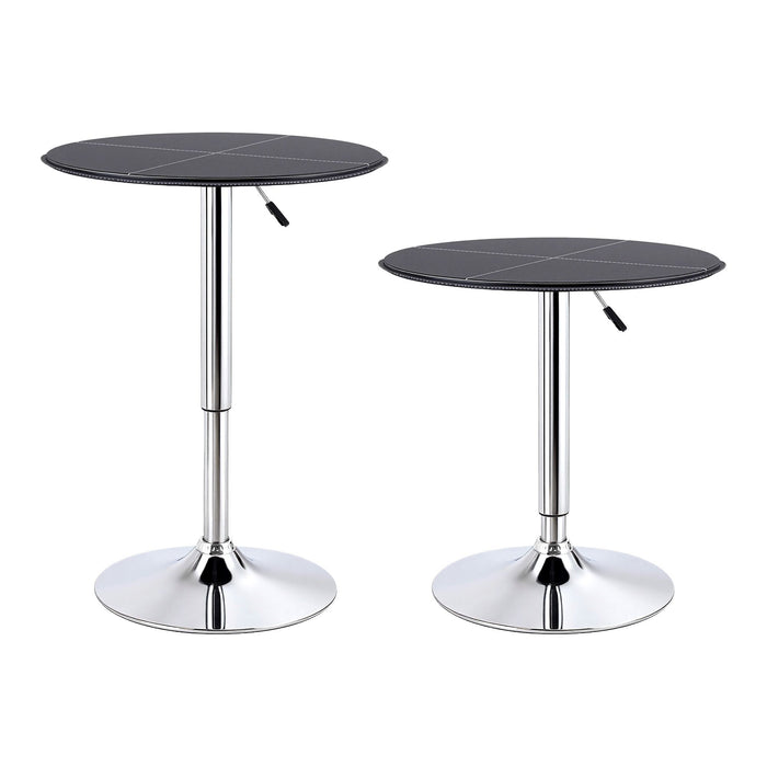 Artiss Bar Stools and Table Set 3PCS Dining Desk Kitchen Chair PVC Leather Black