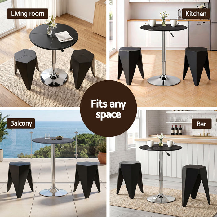 Artiss Bar Stools and Table Set 3PCS Dining Desk Kitchen Chair PVC Leather Black