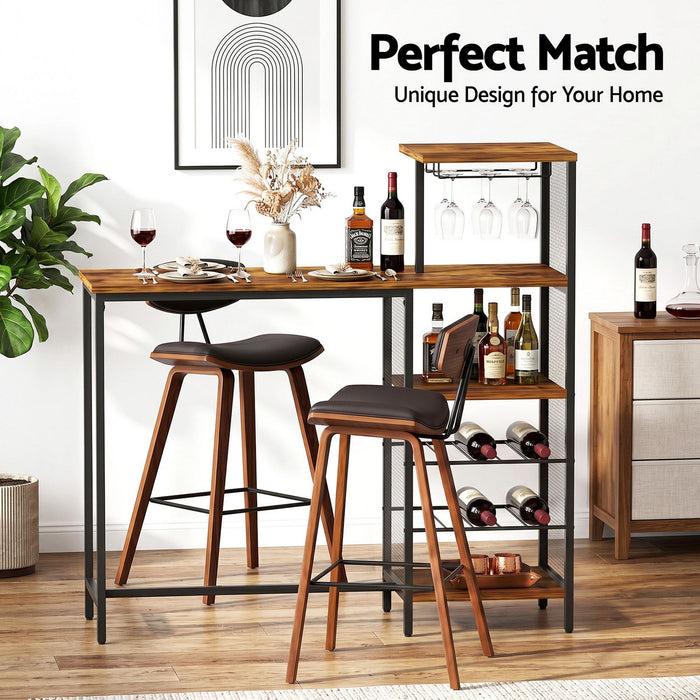 Artiss 3Pcs Bar Table and Stools Set Dining Table Solid Wood Kitchen Chairs Cafe Pub