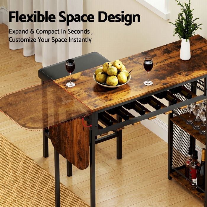 Artiss 3PCS Bar Table and Stools Set Dining Table Solid Wood Kitchen Chairs Cafe Pub