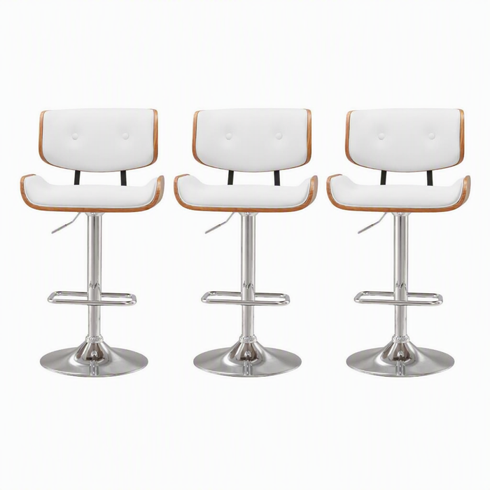 Artiss Bar Stools X3 Kitchen Counter Chair Gas Lift Swivel PU Cherry White