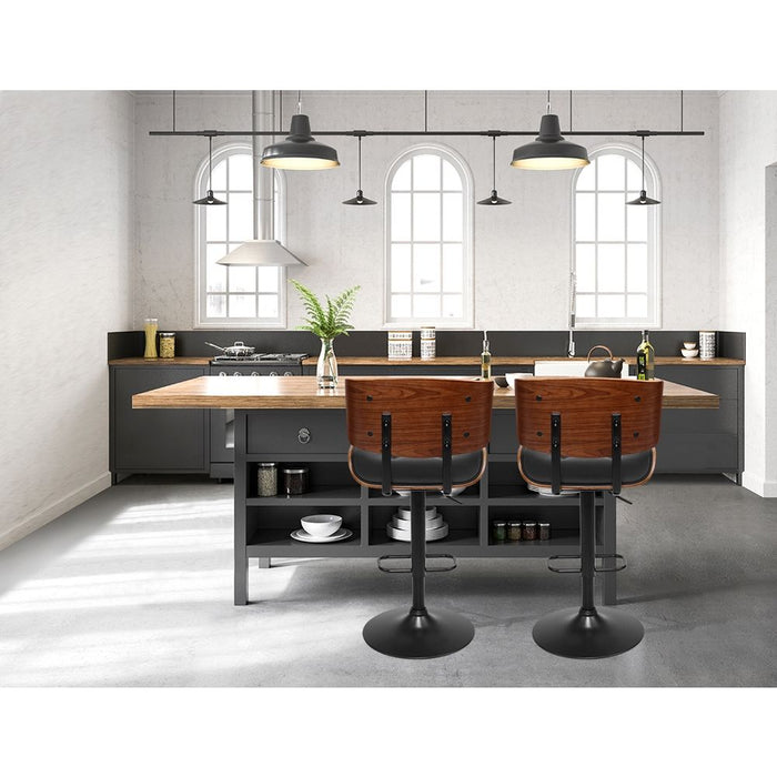 Artiss Bar Stools X3 Kitchen Counter Chair Gas Lift Swivel PU Cherry All Black