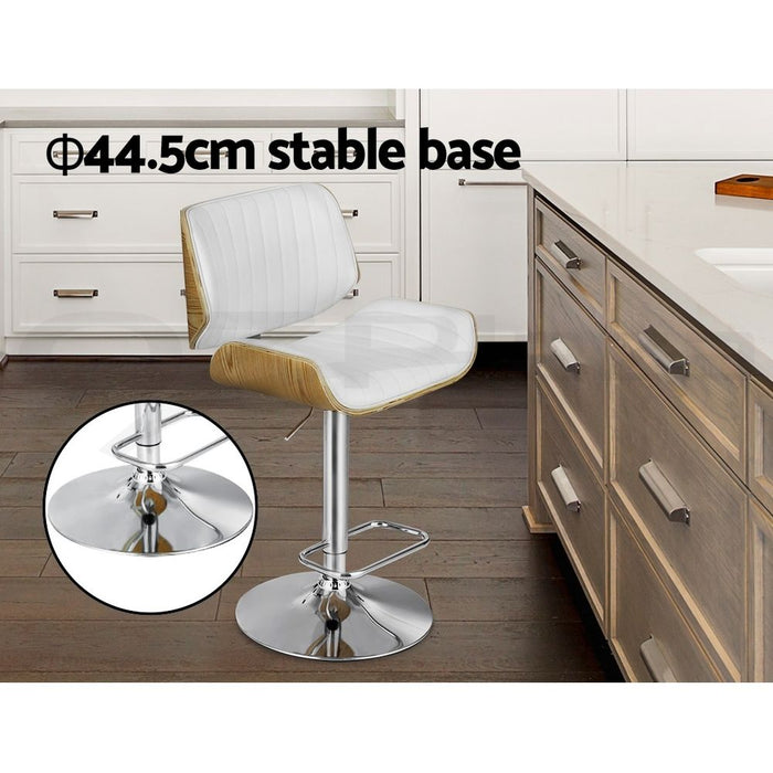 Artiss 3x Bar Stools Counter Chairs Adjustable Swivel PU Leather Galina White