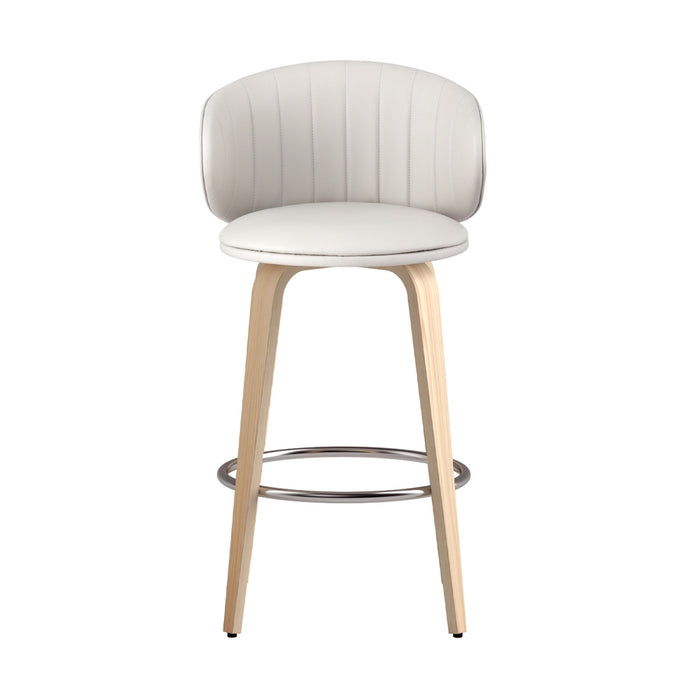 2x Artiss Bar Stools Dining Chairs Contoured Leather Wood Stool