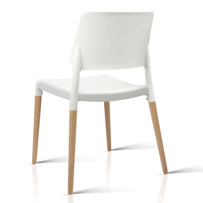 Artiss Dining Chairs Set of 4 Plastic Wooden Stackable White