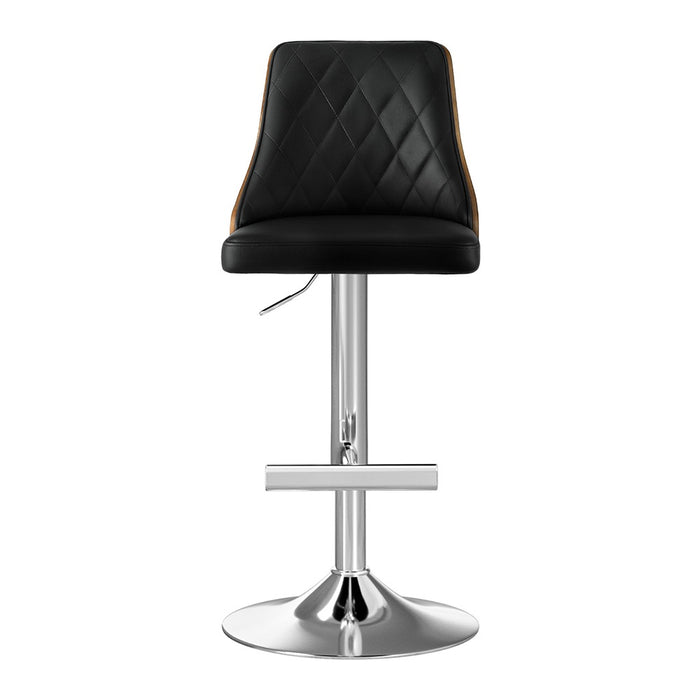 Artiss Bar Stool Bentwood Swivel Adjustable Kitchen Counter Stool Leather Black