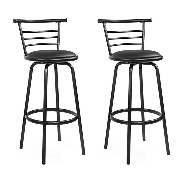 Artiss 2x Bar Stools Swivel Leather Padded Metal