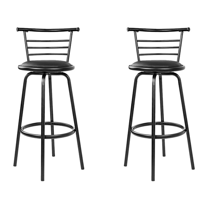 Artiss 2x Bar Stools Swivel Leather Padded Metal