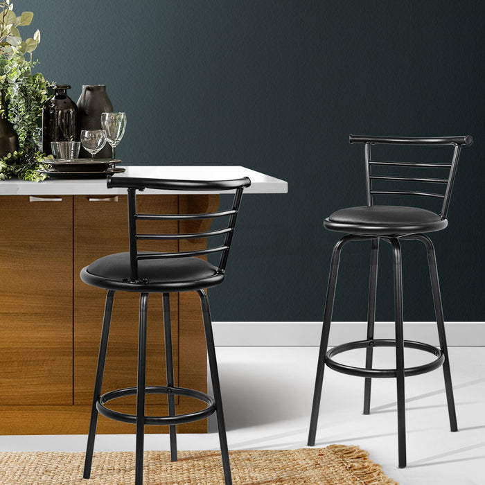 Artiss 2x Bar Stools Swivel Leather Padded Metal