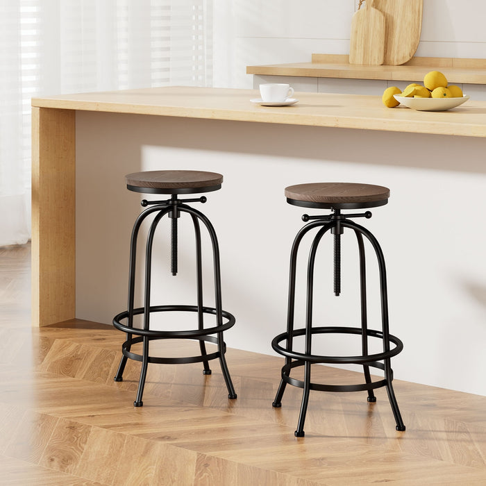 Artiss 2x Bar Stools Adjustable Wood Chairs