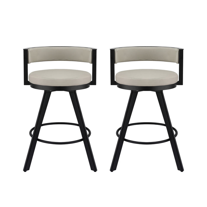 Artiss Bar Stools Set of 2 Swivel Kitchen Chair Metal Counter Beige Leather