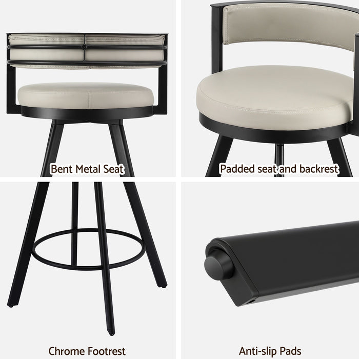 Artiss Bar Stools Set of 3 Swivel Counter Stools with Padded Backrest PU Leather Beige