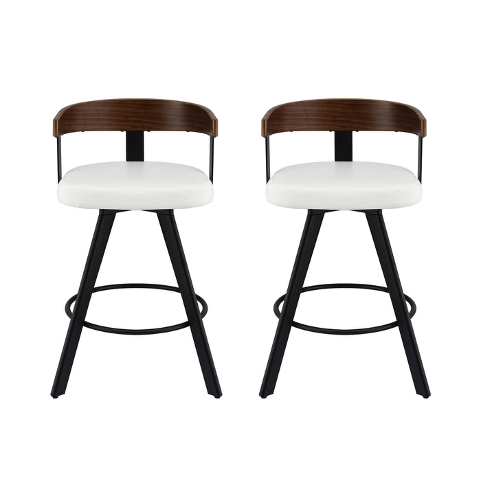 2x Artiss Bar Stools Swivel Kitchen Chairs Metal Legs Bentwood Counter White PU