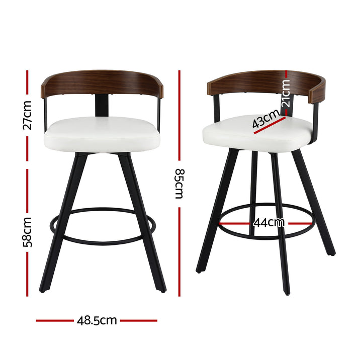 4x Artiss Bar Stools Swivel Kitchen Chairs Metal Legs Bentwood Counter White PU